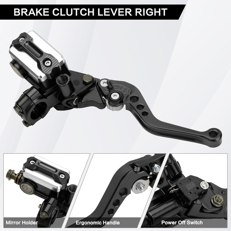 RIDLOG Universal CNC Motorcycle 7/8" 22mm Handlebar Brake Master Cylinder Clutch Lever, Dirt Bike Mini Bike Brake Lever, Brake and Clutch Lever Set Fit for Honda Kawasaki Suzuki Yamaha (Black) - Image 3